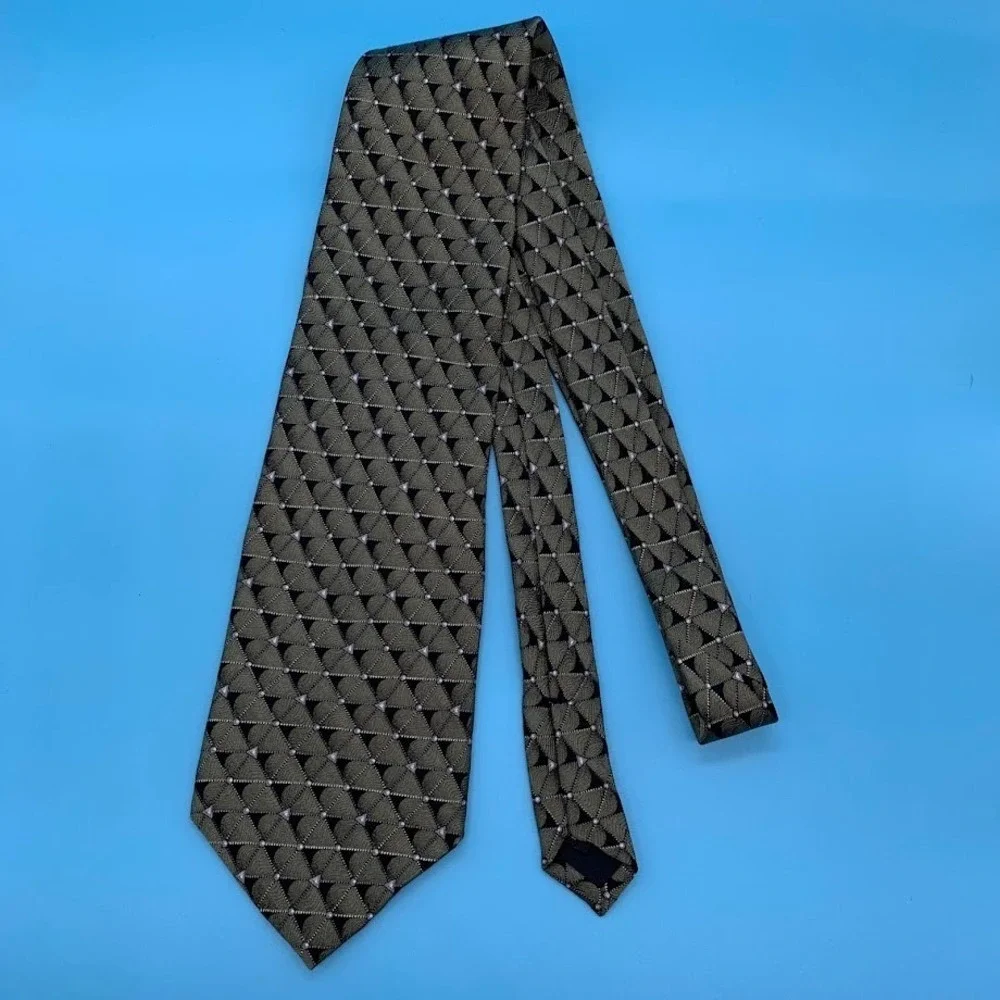 Vintage Bellini Geometric Print 100% Silk Men's Classic Neck Tie